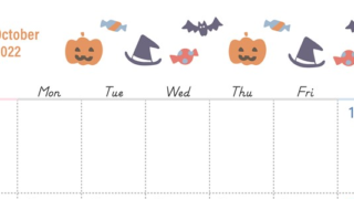 書き込み可能な南瓜デザインの2022年10月無料テンプレートカレンダー（印刷用）