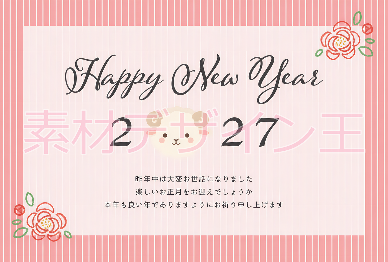 2027年の年賀状にテンプレートを使おう！干支の羊がお洒落に一言メッセージを伝えてくれるイラスト！