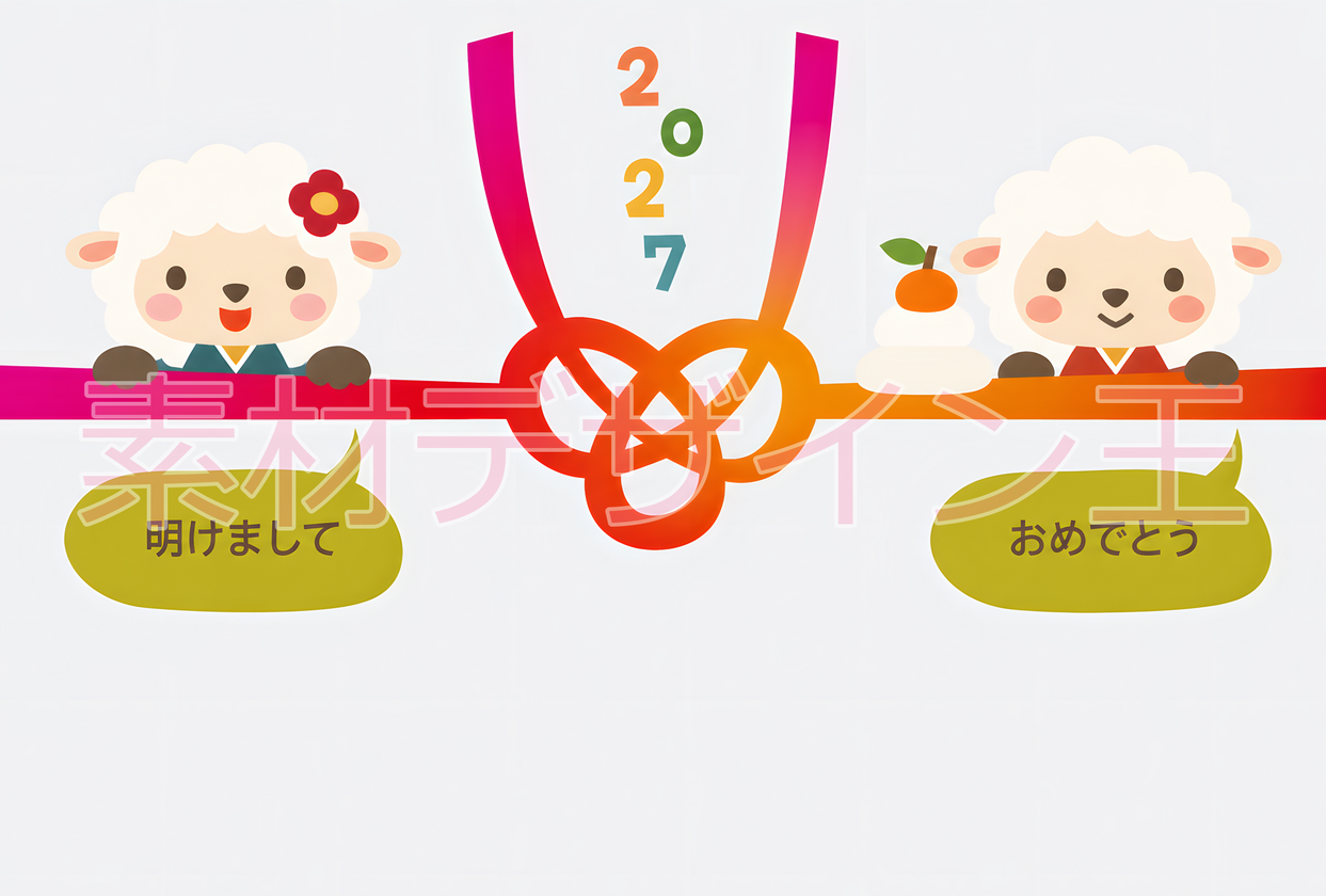 水引あり！2027年のかわいいテンプレートは干支の羊デザインで無料
